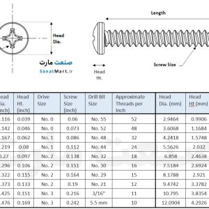 پیچ خودکار سرگرد شماره 14 (تلگرافی) در طول های مختلف (100 عدد)