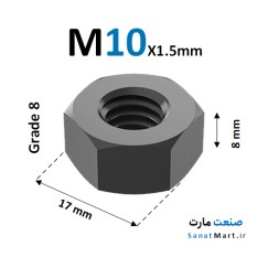 مهره M10 گرید 8 خشکه آچارخور