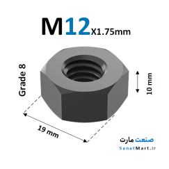 مهره M12 گرید 8 خشکه آچارخور