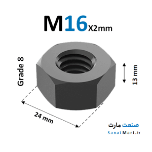 مهره M16 گرید 8 خشکه آچارخور