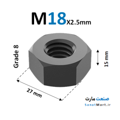 مهره M18 گرید 8 خشکه آچارخور