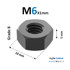 مهره M6 گرید 8 خشکه آچارخور