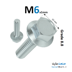 پیچ واشر دار آچارخور قطر 6 گرید 8.8