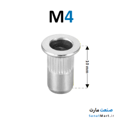مهره پرچی گرد لبه دار سایز 4 گالوانیزه